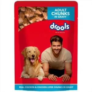 Drools Real Chicken & Chicken Liver Chunks In Adult Dog Gravy- 150g