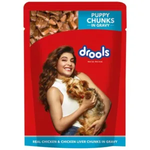 Drools Real Chicken & Chicken Liver Chunks In Puppy Gravy - 150g