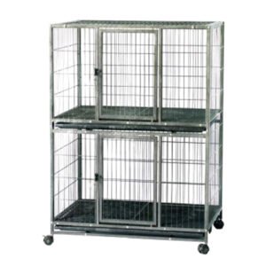 Smarty Pet Heavy duty Dog cage in Pipe frame & Double Step With Removable Tray - Black - 30" inch